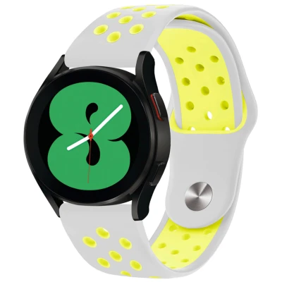 Afbeelding van Siliconen sport bandje Universeel 20 mm aansluiting Lichtgrijs / Neon Geel iMoshion En TPU (zacht)