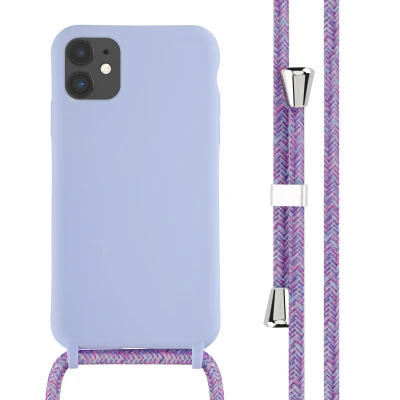Afbeelding van Apple iPhone 11 Hoesje Siliconen en TPU (zacht) iMoshion Softcase/Koordhoesje/Backcover Paars Telefoonhoesje