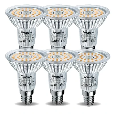 Afbeelding van WSMCN E14 LED lampen Warm wit 6,5W Vervangt 90W halogeenlamp, 6 stuks, 2700 Kelvin 665 lumen Heldere lamp, Niet dimbare spot, Lichthoek 120 flikkervrije R50 reflectorlampen