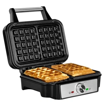 Afbeelding van Zeegma Gofree Chef Wafelijzer Voor 2 Wafels 4x5 1200W Antiaanbaklaag Traploze Temperatuurregeling LED indicator Diepe Groeven Thermo geïsoleerd Veelzijdig Gebruik Snel Opwarmen Makkelijk Schoonmaken