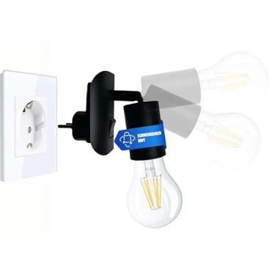 Afbeelding van Trango LED stekkerlamp 11 059 incl. 1x 3000K warm wit E27 lamp in zwart mat *ANNA* wandlamp, leeslamp, keukenlamp, nachtlampje,