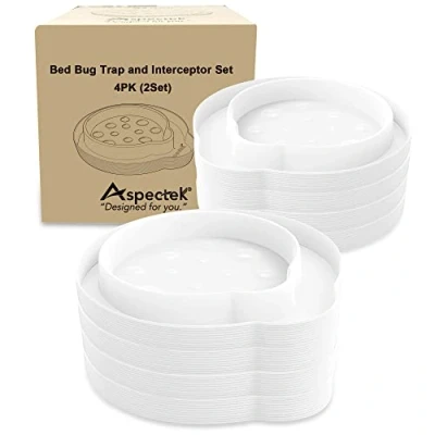 Afbeelding van ASPECTEK Bedwantsenval, Bed Bug Interceptor Pack van 8.Insectenval,Veilig Eco vriendelijk,Bed Eliminator (Wit)