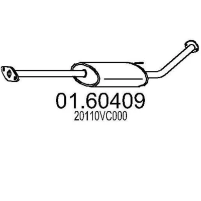 Afbeelding van MTS 01.60409 Einddemper 1600mm NISSAN: Patrol GR V SUV (Y61) 3.0 DTi 2000