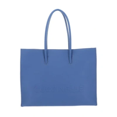 Afbeelding van COCCINELLE Leren Handtas Myrtha Maxi Log Handbag Grained Leather Azul Blauw