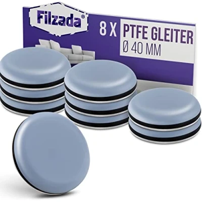 Afbeelding van Filzada® 8x Teflon glijders zelfklevend Ø 40 mm (rond) professionele meubelglijders/tapijtglijders PTFE (Teflon)