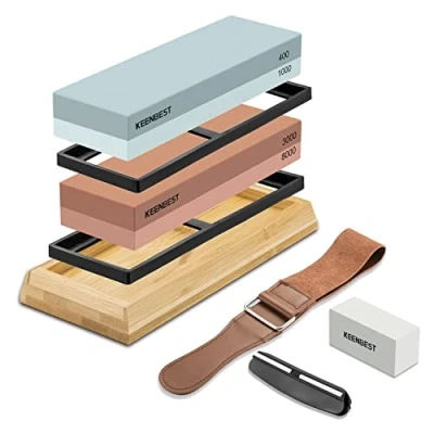 Afbeelding van KEENBEST Werkelijke Grit Premium Materiaal Slijpsteen Set 400 1000 3000 8000 Japanse Messenslijper Steen Natte Rood