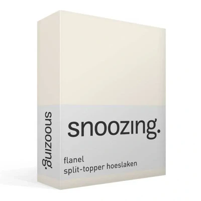 Afbeelding van Snoozing Flanel Split topper Hoeslaken Lits jumeaux 180x200 cm Ivoor