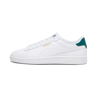 Afbeelding van Puma Smash 3.0 Unisex Sneakers laag, Maat: 48, White/malachite/gold Leer en imitatieleer