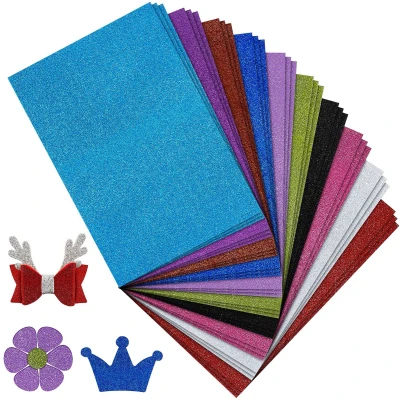 Afbeelding van Belle Vous 30 Pak EVA Glitter Schuim Vellen A4 Formaat, 2 mm Dik Geassorteerde Kleuren Zelfklevende voor DIY Kunst/Hobby Projecten, Kinderactiviteiten, Klaslokalen, Scrapbooken en Meer
