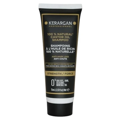 Afbeelding van Kerargan Anti Haaruitval Shampoo met Ricinusolie Versterkend en Groeibevorderend Droog Broos Haar Verrijkt Keratine, Arganolie, Aloë Vera Zonder Sulfaten, GMO, Siliconen 75ml