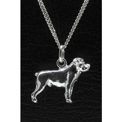 Afbeelding van Zilveren Rottweiler ketting hanger groot