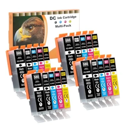 Afbeelding van D&amp;C 20 x inktcartridges, compatibel met Canon PGI 580 XXL CLI 581 XXL, vervanging voor Pixma TR7550, TR8550, TS6150, TS6151, TS6250, TS6251, TS8150, TS8151, TS8152, TS8250, TS8251, TS833 00 TS9.