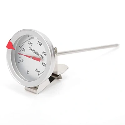 Afbeelding van Frituurthermometer Snoepthermometer Kookthermometer Roestvrijstalen Meetinstrument met 5 Cm Wijzerplaat Oliethermometer voor Frituren Oliepan TTE35125 (15 cm)