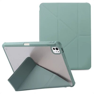 Afbeelding van Apple iPad Pro 11 (2024) M4 Hoes: imoshion Origami bookcase 2.0 Donkergroen Kunstleder Tablet Hoezen