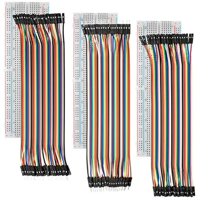 Afbeelding van AZDelivery Breadboard 3x Jumper Draad m2m/f2m/f2f Set van 3 MB102 compatibel met Arduino Inclusief E Book!