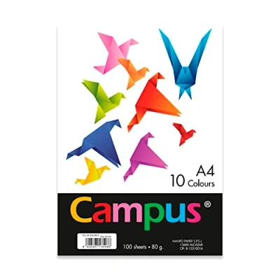 Afbeelding van Campus Gekleurd A4 papier, 100 stuks, 80 g/m², 210 x 297 mm, kleurrijk, zacht, perfect voor boekbinding, kantoor, tekenen en knutselen. 10 verschillende kleuren