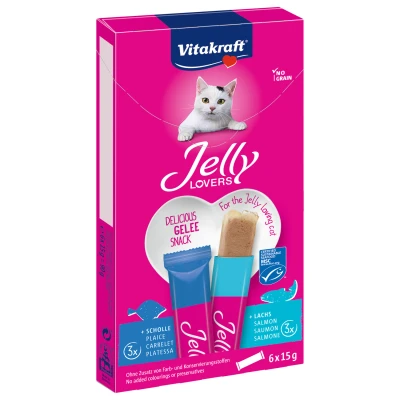 Afbeelding van Vitakraft Jelly Lovers Mp 6x15 g Kattensnack Zalm&amp;Schol
