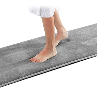 Afbeelding van Wolke sieben Badmat van traagschuim, antislip, zacht, absorberend, wasbaar, grijs, 43 x 153 cm