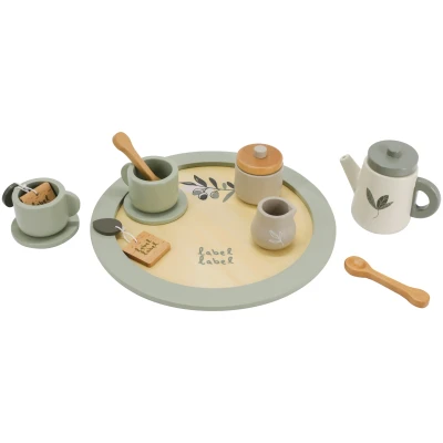 Afbeelding van Label Olijfgroen Houten Theeservies Set LLWT 27617