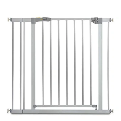 Afbeelding van Hauck Stop N Safe 2 incl. verlengstuk van 9 cm, veiligheidshek voor deuren, trappen, 84 89 inklemming, te combineren met of 21 cm en Y spindel, metaal, zilver