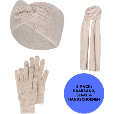 Afbeelding van Sarlini Winterset Dames Handschoenen/Haarband/Sjaal Midden Bruin One Size