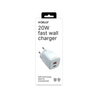 Afbeelding van Celly Reislader USB/USB C 20W wit