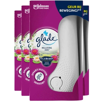 Afbeelding van 4x Glade Sense &amp; Spray Houder Relaxing Zen 18 ml