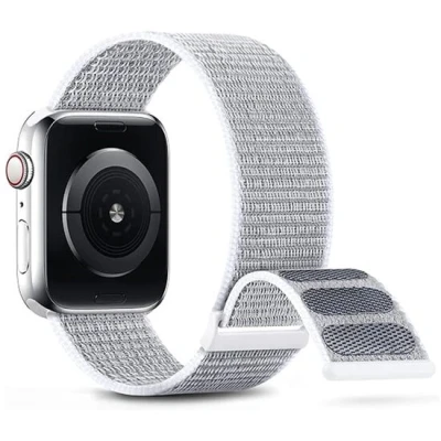 Afbeelding van Apple Watch Nylon sport loop band Wit Extra sterke klittenbandsluiting Geschikt voor 38mm / 40mm 41mm