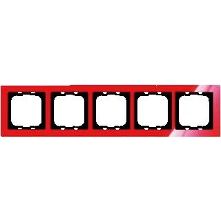 Afbeelding van Abb busch jaeger axcent 5 voudig afdekraam glanzend horizontaal verticaal 375x91x11mm ip20 rood ral3020 2cka001754a4353
