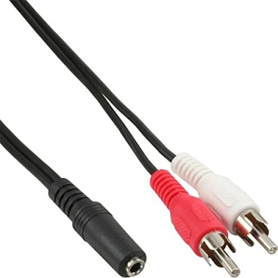 Afbeelding van InLine® Audiokabel, 2x Tulp M naar 3.5mm V stereo, 0.2m