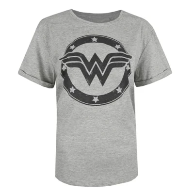 Afbeelding van DC Comics Dames Wonder Woman Metallic Logo T Shirt, Sport Grijs, 38