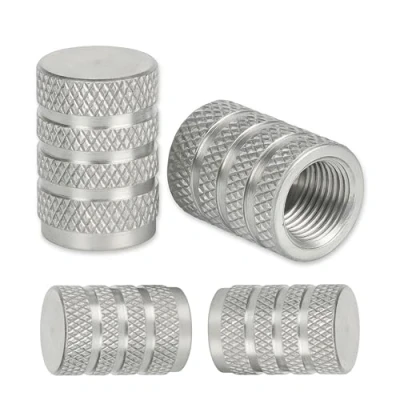 Afbeelding van Ventieldopjes van aluminium, 4 stuks, in zilver, voor auto of Schraderventielen, ventieldopje met afdichting, bandventieldopjes auto&#039;s, fietsen, motoren, scooters, luchtventieldopjes