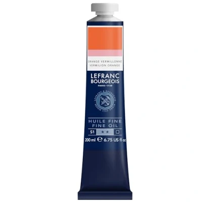 Afbeelding van Lefranc Bourgeois 301812 Fijne olieverf van uitstekende kwaliteit, lichtecht met een gelijkmatige consistentie, tube 200 ml, ideaal voor spieraammen, canvas, schilderbord Vermiljoen Oranje