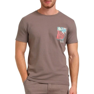 Afbeelding van GABBIANO T shirt met ingebreid patroon bruin