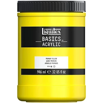 Afbeelding van Liquitex Basics 8870362 Monopigmenteerde acrylverf, kunstenaarspigmenten, lichtecht, gemiddelde viscositeit, archiefkwaliteit, zijdeglanzende afwerking, 946ml Primary Yellow