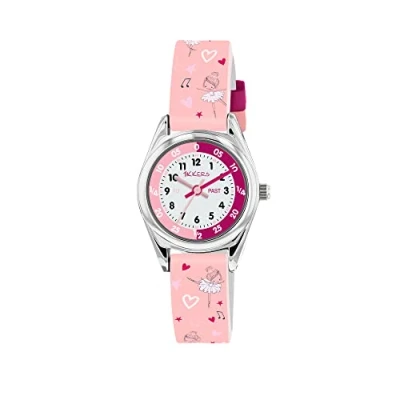 Afbeelding van Tikkers Analoge Quartz horloge voor meisjes met siliconen band TK0205, roze, riem