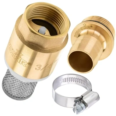 Afbeelding van Poppstar Zuigfilter Set, voetventiel met terugslagklep 3/4&quot; van messing, zuigmand roestvrij staal, tule en slangklem