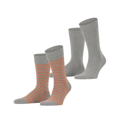 Afbeelding van ESPRIT Heren Sokken Fine Stripe 2 Pack M SO Katoen Gedessineerd Multipack Paar, Grijs (Light Grey 3410), 43 46