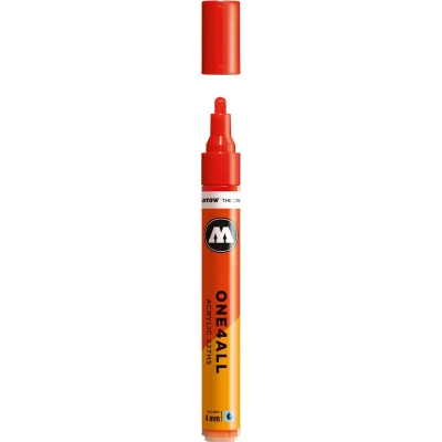Afbeelding van Molotow ONE4ALL 4mm Acryl Marker Rood Geschikt voor vele oppervlaktes zoals canvas, hout, steen, keramiek, plastic, glas, papier, leer...