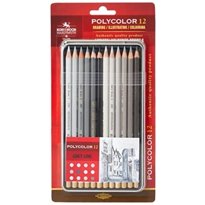 Afbeelding van KOH I NOOR Polycolor kleurpotloden in grijstinten (12 stuks)