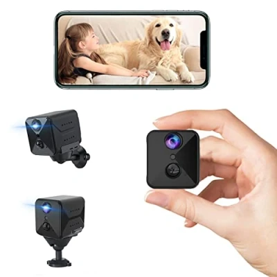 Afbeelding van javiscam mini camera, Full HD bewakingscamera, camerabewaking binnen, live overdracht, mobiele telefoon, app, 100 dagen lange stand by wifi bewegingsmelder, nachtzicht