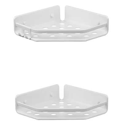 Afbeelding van TATAY Hoekmand uit de collectie Serenity, 2 pack, van aluminium, wit, afmetingen 20 x 12 cm