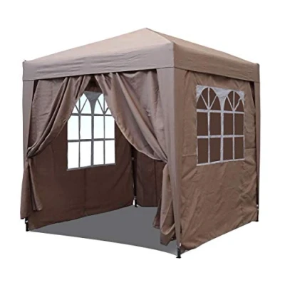 Afbeelding van QUICK STAR pop up paviljoen, 2,5 x m, beige met 4 Easy klittenband zijwanden 2 ritsen vouwpaviljoen
