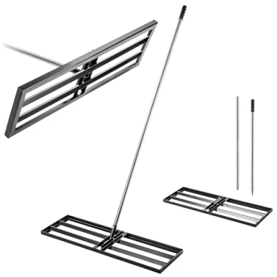 Afbeelding van KADAX Gazonrakel 89 x 29 cm met steel, nivelleringshark voor gazononderhoud, gazonplannerhark het nivelleren van bodem, gazonplanner, metaal
