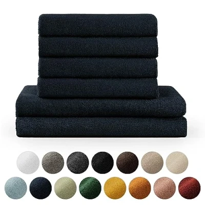 Afbeelding van Blumtal handdoekenset 2 badhanddoeken 70x140 + 4 handdoeken 50x100 zacht en absorberend, 100% katoen, Oeko Tex 100 gecertificeerd, donkerblauw