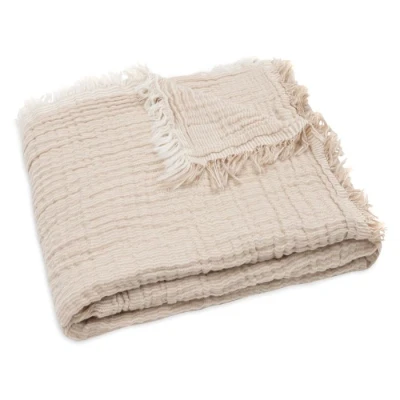 Afbeelding van Jollein wiegdeken Fringe Stripe Biscuit/Ivory