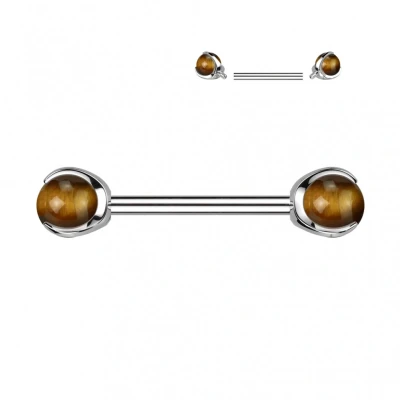Afbeelding van piercing natuursteen met claw Tijgeroog 1.6x14