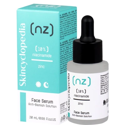 Afbeelding van Skincyclopedia Anti Blemish Face Serum with 10% niacinamide and 1% Zinc, 30ml Gezichtsserum tegen puistjes, onevenheden, acne met en zink, 30 ml
