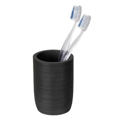 Afbeelding van WENKO Tandenborstelbeker Mod. Altavalle elegante tandenborstelhouder van polyresin vrijstaand voor badkamerdecoratie Ø 8 cm hoogte 10,5 zwart