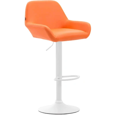 Afbeelding van Barkruk Mysen Kunstleer Wit Frame Oranje